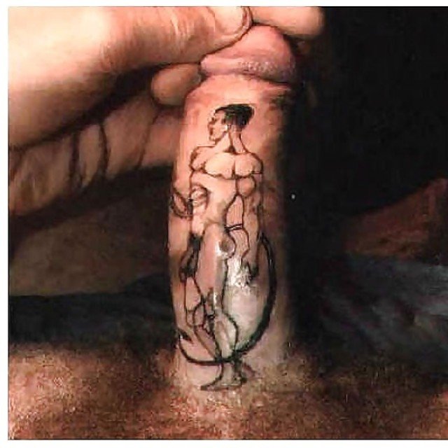 Tattooed slave masturbate dick and facial