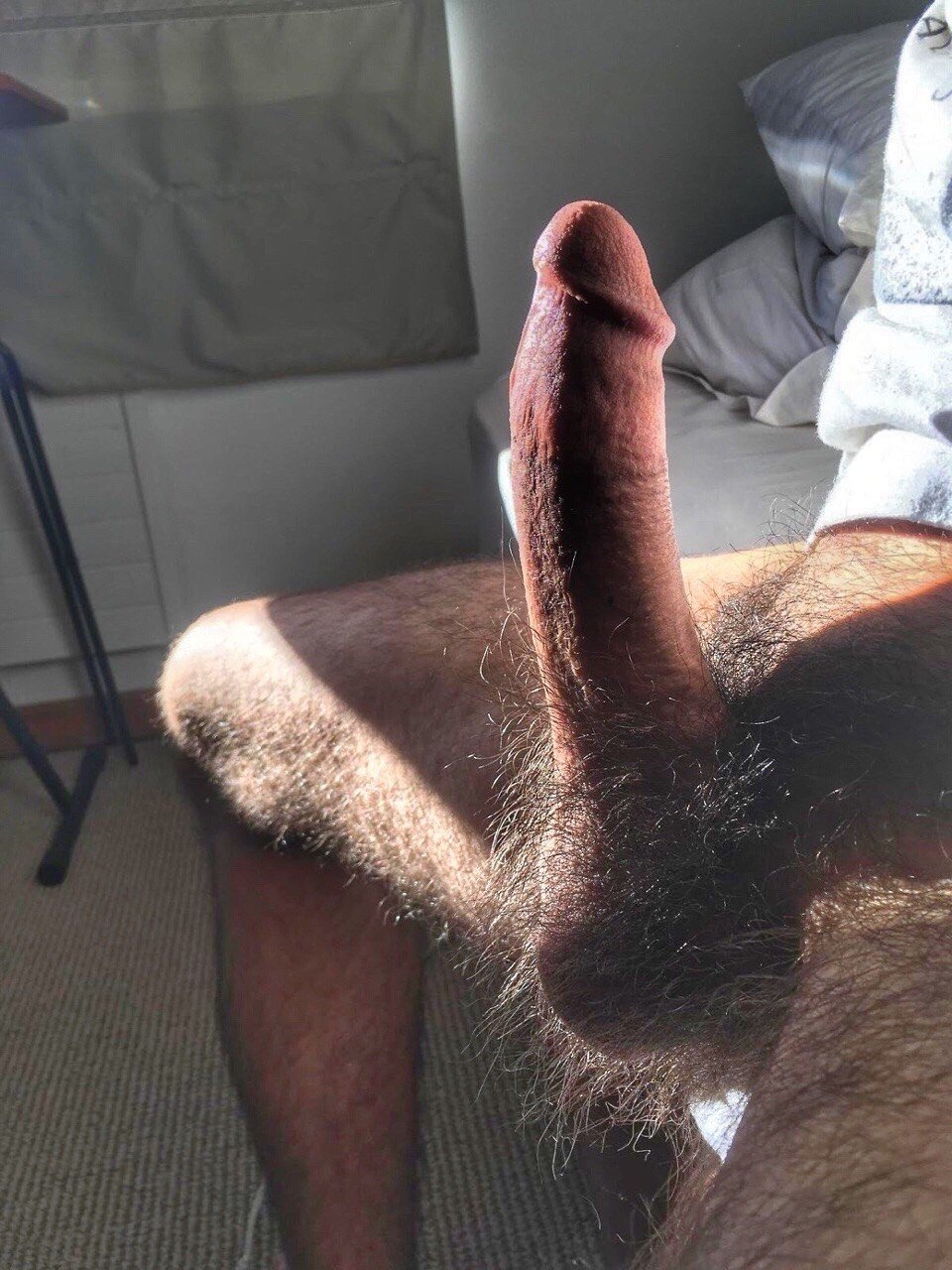 Dirty with huge uncut cock jerks