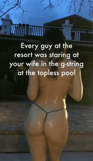 Post by Storys By JM with the username @StorysbyJM,  September 16, 2020 at 1:33 PM. The post is about the topic Hotwife / Cuckold Caps and Stories and the text says 'NEXT TIME YOU ARE ON HOLIDAY WITH YOUR WIFE ENCOURAGE HER TO SHOW OFF AT THE POOL, EVERYONE WILL THANK YOU FOR IT'