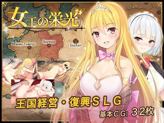 Link by dlsite.com with the username @dlsite.com, who is a brand user,  April 5, 2021 at 5:22 AM. The post is about the topic Hentai and the text says 'Queen's Glory - English ver.

[Gameplay Instructions]
There are three national political affairs in the game every month. You must
strike a balance and achieve development among [Military], [Economy],
[Agriculture], [Politics], and [Popularity].

There..'