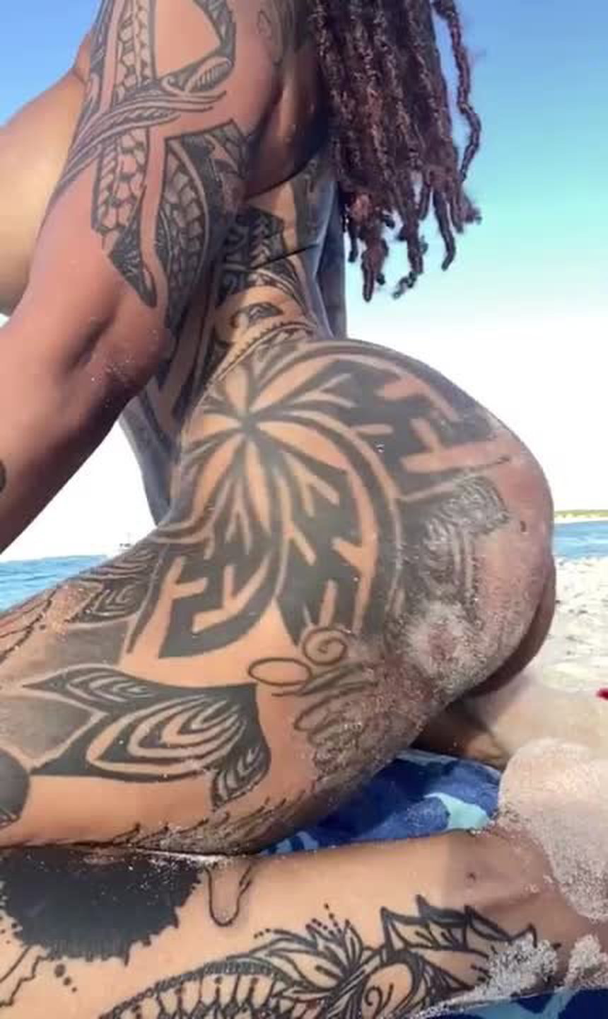 Video by BootyOnline with the username @BootyOnline,  October 9, 2022 at 12:35 AM. The post is about the topic Tattoo and the text says '#Jiggly #ass on the #beach'