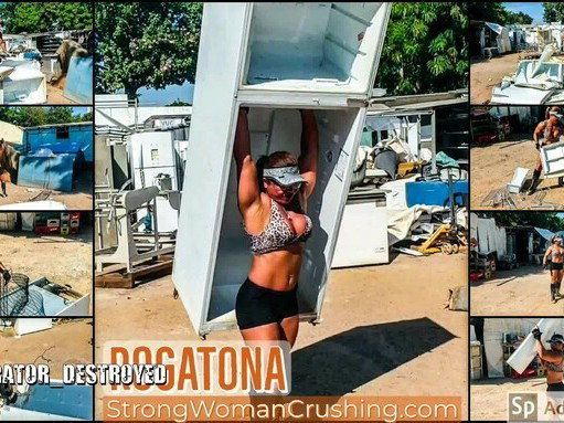 Link by MusclegirlStrength with the username @MusclegirlStrength, who is a brand user,  May 12, 2023 at 2:35 PM and the text says '💪😍 Link:
  lifts and destroys a refrigerator

Rogatona went full rampage against an old refrigerator ripping it apart using her strong hands lift - 20230511-222502

More videos about Refrigerator_Destroyed..'