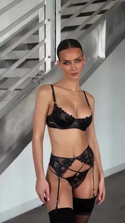 Video by MelissaKat with the username @MelissaKat,  March 31, 2024 at 3:43 PM. The post is about the topic Sexy Lingerie and the text says 'So pretty in black lingerie !🥰🥰'