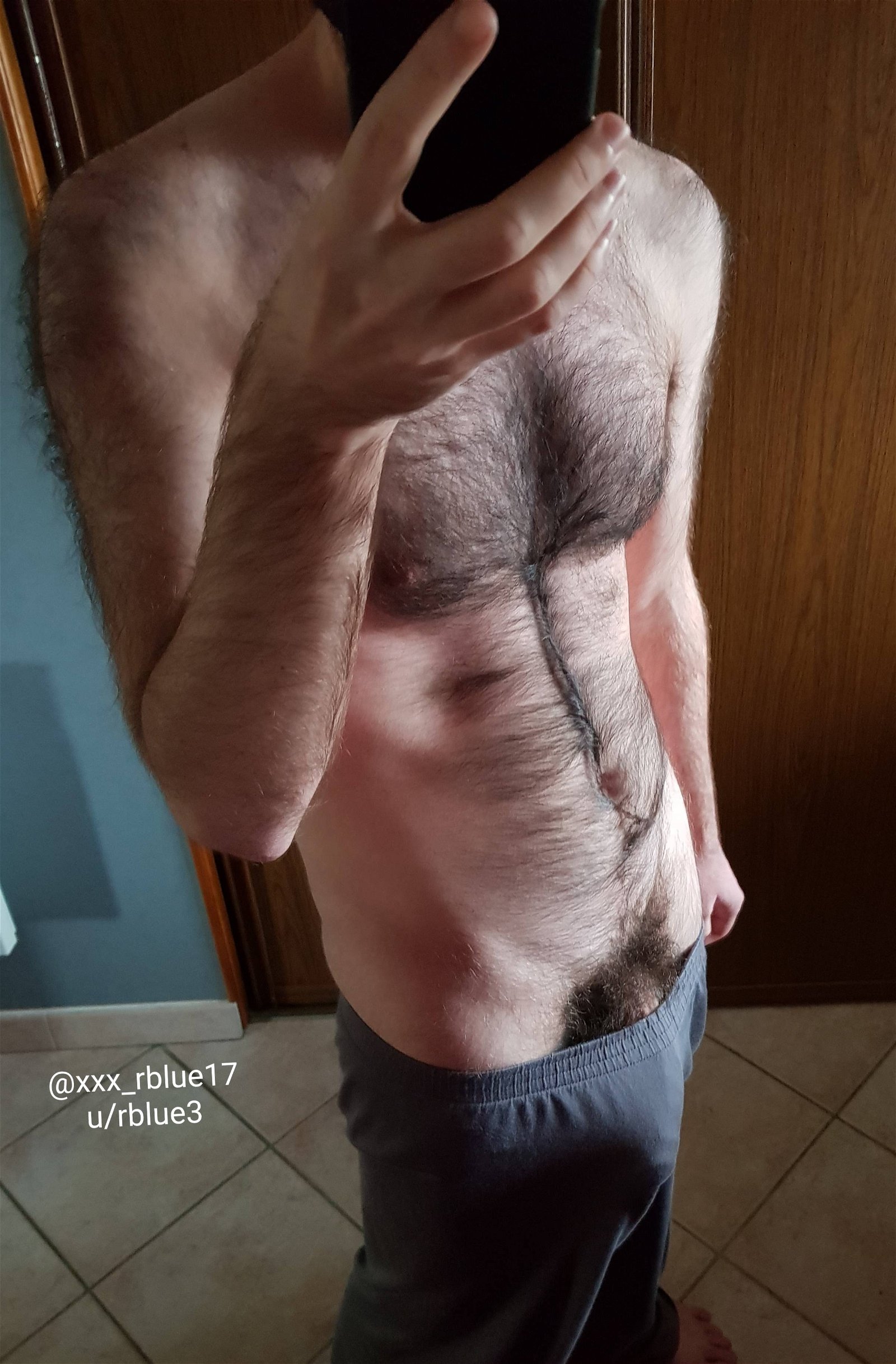Photo by rblue with the username @rblue17, posted on December 21, 2019. The post is about the topic GayExTumblr and the text says 'Please look at my hairy body 😇 https://i.imgur.com/dnMFxY3.jpg'