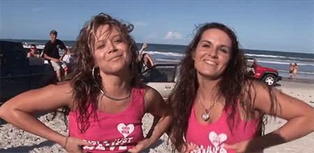 Video by girlsyoudreamof with the username @girlsyoudreamof,  October 24, 2018 at 10:07 AM and the text says 'Two teens showing off their boobs on the beach'