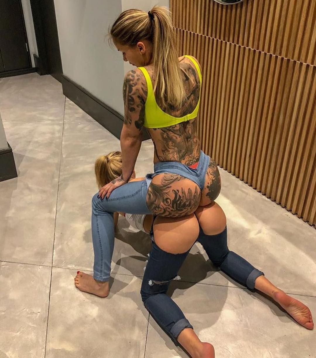 Photo by Devynsdogg with the username @Devynsdogg,  February 4, 2019 at 5:21 AM. The post is about the topic Lesbian and the text says 'When the girls get playful. #tattoo #sexyfemales #fetish
/?utm_source=ig_web_copy_link'