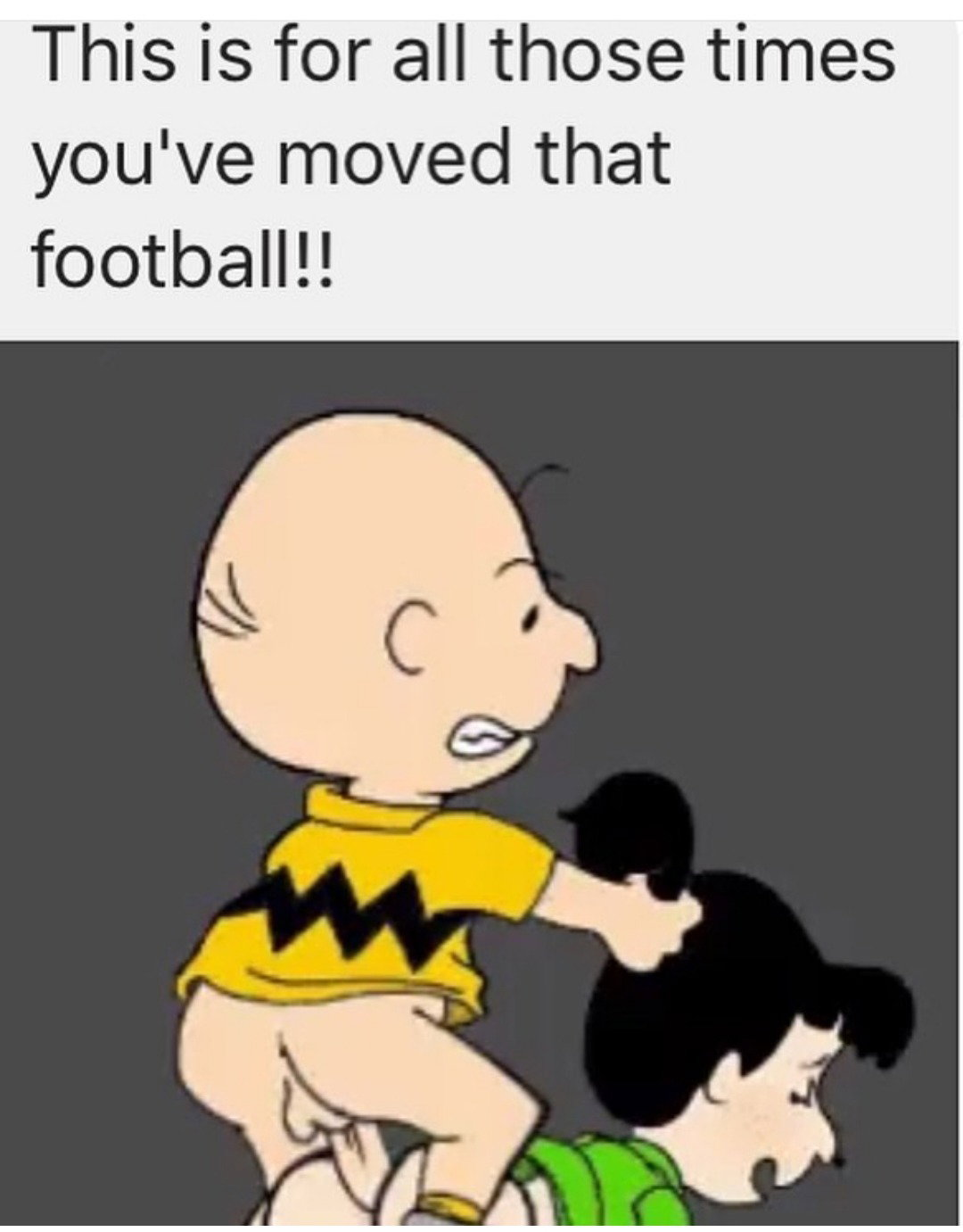 Photo by TheGrayWolf with the username @TheGrayWolf,  December 4, 2018 at 5:40 AM and the text says 'Charlie Brown finally giving Lucy the dick for her actions'