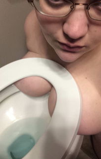 Photo by Whore Humiliator with the username @Whore-Humiliator,  December 15, 2018 at 8:46 AM and the text says 'Pigs udders crushed on the toilet!'