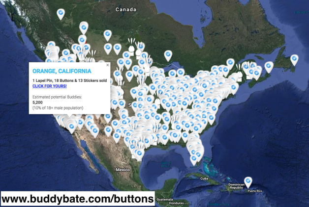 Photo by BuddyBate with the username @BuddyBate,  April 2, 2019 at 3:17 PM. The post is about the topic Bate Cruising and the text says 'A guy in #Orange, #California, just joined the International Bate Club. Got your buttons or stickers yet?'