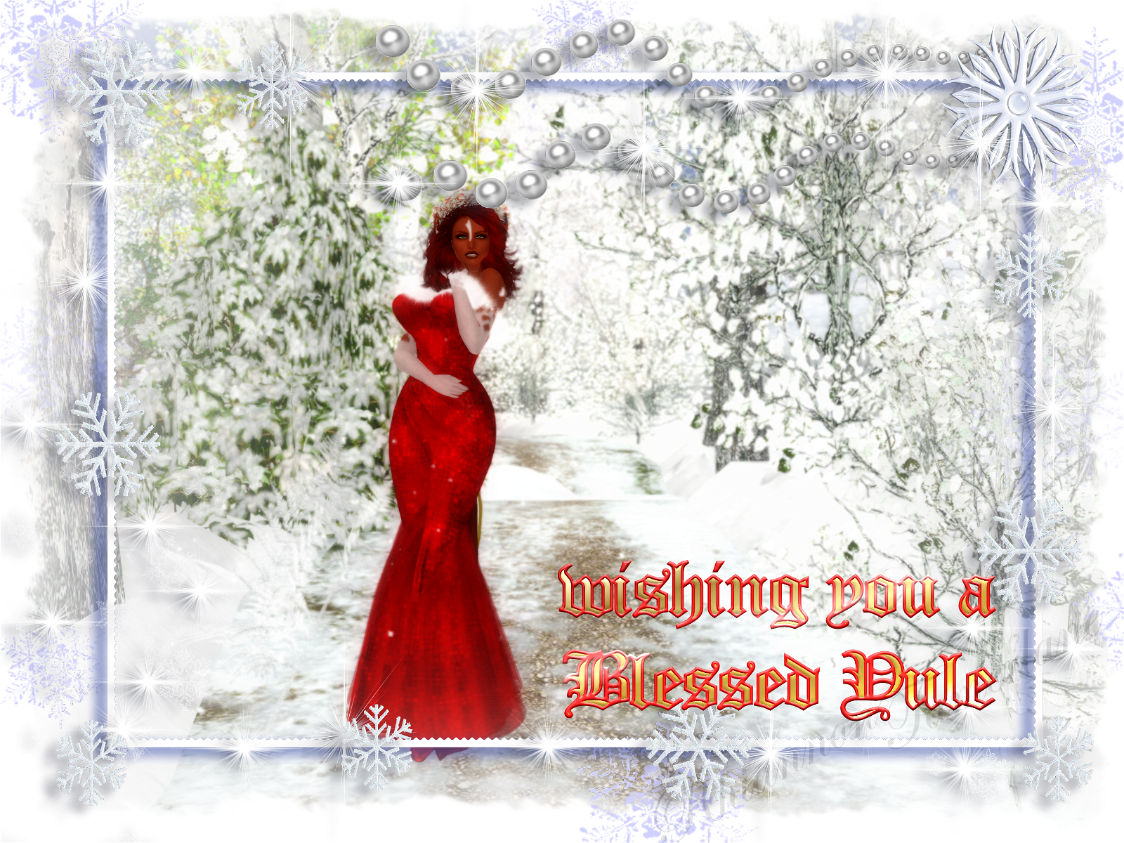 Photo by Rhiannon with the username @Rhiannon,  December 21, 2018 at 8:43 PM and the text says 'Blessed Yule to you all.
#second_life #3d #holidays #yule #christmas #solstice'