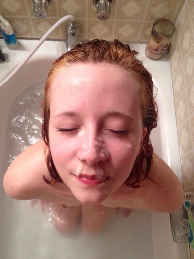 Photo by Cum and Gals with the username @Cum-and-Gals,  August 7, 2022 at 8:41 PM. The post is about the topic Cum Sluts and the text says '#facial #redhead #amteur #eyesclosed'