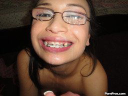 Photo by Cum and Gals with the username @Cum-and-Gals,  May 12, 2022 at 3:26 AM. The post is about the topic Cum Sluts and the text says '#facial #glasses #braces #brunette #amateur'