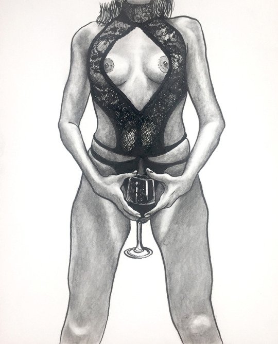 Photo by Women-wine-sex with the username @Women-wine-sex,  January 19, 2019 at 12:58 PM. The post is about the topic Women-wine-sex and the text says '@wijn #wine #cleavage #boobs
#art #drawing'