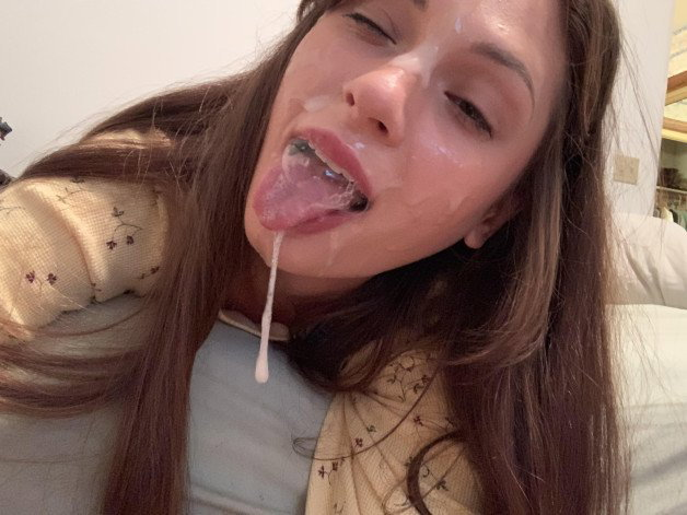 Photo by Cum and Gals with the username @Cum-and-Gals,  September 19, 2022 at 8:20 AM. The post is about the topic Cum Sluts and the text says '#facial #cumshot #drooling #tongueout #brunette #amateur #selfie #eyecontact'