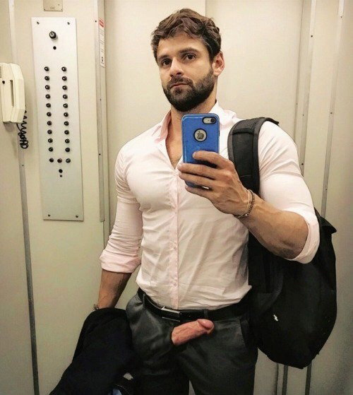 Photo by BuddyBate with the username @BuddyBate,  March 7, 2019 at 11:02 AM and the text says 'As soon as he gets in the elevator his cock is out of his pants and he’s taking a selfie to send to his buddies up on the roof, telling them not to shoot their loads before he gets there. They’ve been up there edging their cocks for half an hour waiting..'