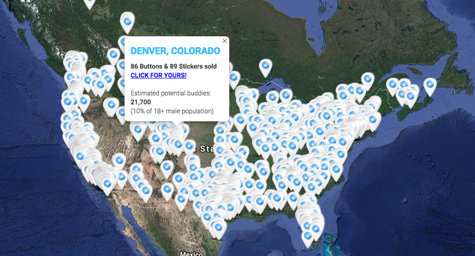 Photo by BuddyBate with the username @BuddyBate,  February 21, 2019 at 3:04 PM and the text says 'A guy in #Denver, #Colorado, just joined the International Bate Club!

Got your buttons or stickers yet? CLICK FOR THE MAP: https://buddybate.com/buttons

In the area? Why not share this post and spread the word?'