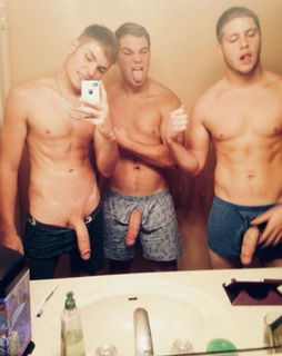 Photo by BuddyBate with the username @BuddyBate,  April 11, 2019 at 8:00 PM and the text says 'When the lads are getting ready for a night out at the bars in town they usually start it with a little #porn and some #cock #stroking. They've been buddies for years so getting those #cocks out and seeing each other splashing their cream is nothing new...'