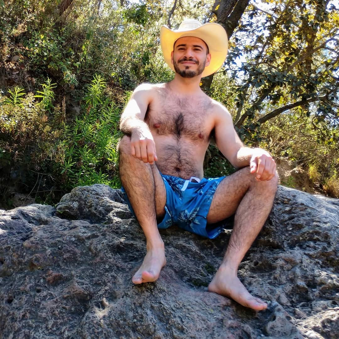 Photo by oxpuppy635 with the username @oxpuppy635,  February 21, 2019 at 2:45 AM and the text says 'I went on a camping trip during the weekend. Here are a couple of photos. #oxpuppy635 #barefeet #malefeet #piesmasculinos #hairychest #hairymale #peludosebarbados #nature #trip #instaguy #travel'