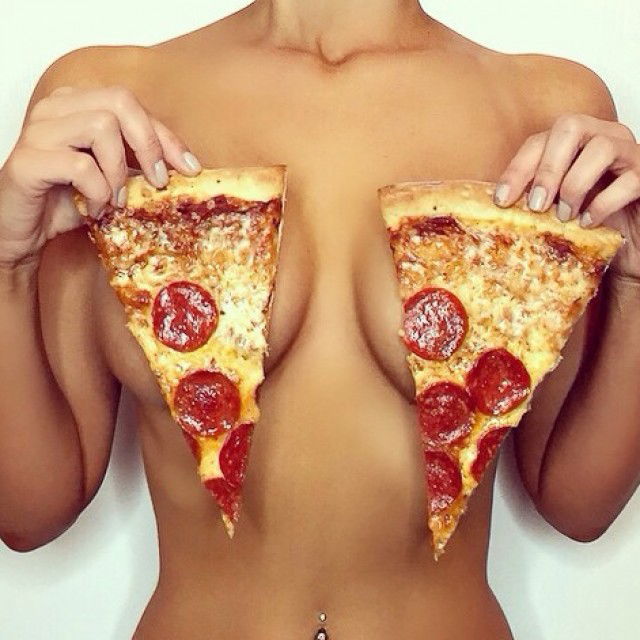 Hot Pizza -Hot babes with pizza