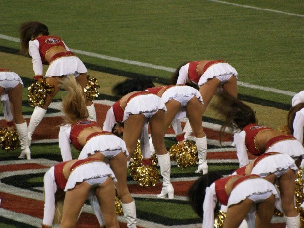 Photo by cannibal6 with the username @cannibal6,  February 27, 2021 at 3:14 PM. The post is about the topic Panty Pics and the text says 'A flock of sexy #cheerleader #ass bending over in tight white #panties for the team. #Cheerleaders #Skirt'
