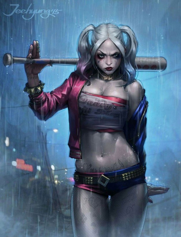 Photo by SadisticPhoenix with the username @SadisticPhoenix,  July 13, 2015 at 6:59 AM and the text says 'longlivethebat-universe:

Harley Quinn by

Lee JeeHyung

 

Still prefer the &lsquo;classic&rsquo; outfit, but this is still a damn good pick of Harley!'