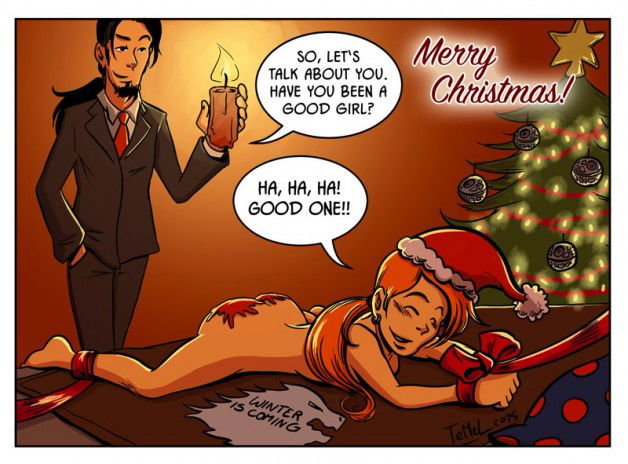 Photo by SadisticPhoenix with the username @SadisticPhoenix,  December 25, 2015 at 7:31 AM and the text says 'kinkycomics:

Merry Christmas and happy holidays to all of you!!! =^_^='