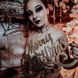 Photo by Raven Celeste with the username @kinkqueen13, who is a star user,  December 24, 2022 at 4:26 PM. The post is about the topic Goth Girls and the text says 'Happy Holidays!!!'
