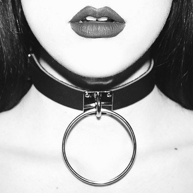 Photo by Schadenfreude with the username @Schadenfreude,  May 23, 2016 at 6:53 PM and the text says '#female  #lips  #logo  #idea  #collar  #close  #up  #portrait  #submissive'