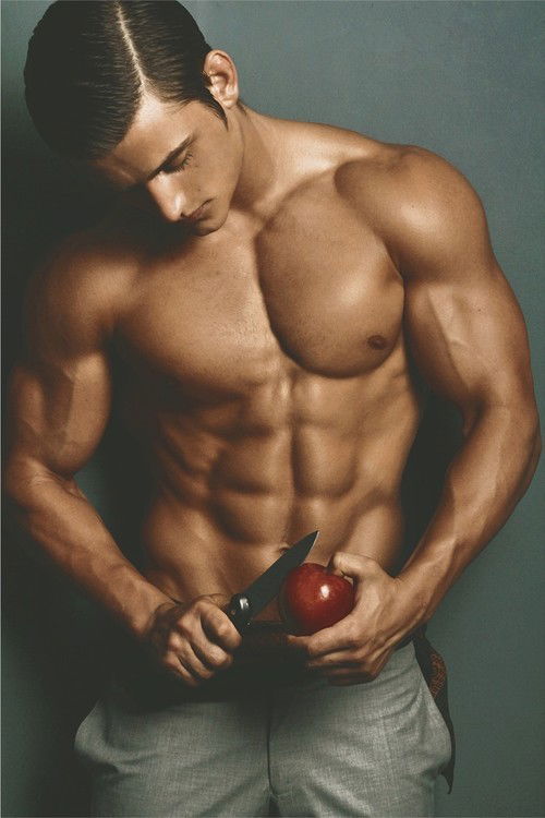 Watch the Photo by Schadenfreude with the username @Schadenfreude, posted on June 14, 2016 and the text says '#Male  #apple  #knife  #beefcake  #abs  #Adam'