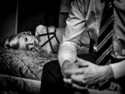 Photo by Schadenfreude with the username @Schadenfreude,  November 29, 2016 at 11:22 PM and the text says '#daddy  #dom  #lg  #bound  #dd/lg  #little  #girl  #rhiann  #jessica  #job  #serene  #sub  #space  #submissive  #sub  #shibari  #rope  #rope  #bondage  #man  #in  #suit  #cmnf  #in  #bed  #scene'