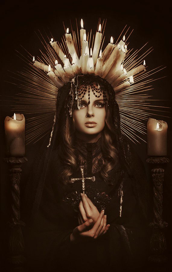 Photo by Schadenfreude with the username @Schadenfreude,  October 19, 2015 at 1:24 PM and the text says 'wyrdmorrish:

carmidoll:

Katarzyna Widmanska - Madonnas

gorgeous! 
 #female  #otherworldly  #portraits  #religious  #imagery  #costume  #sfw'