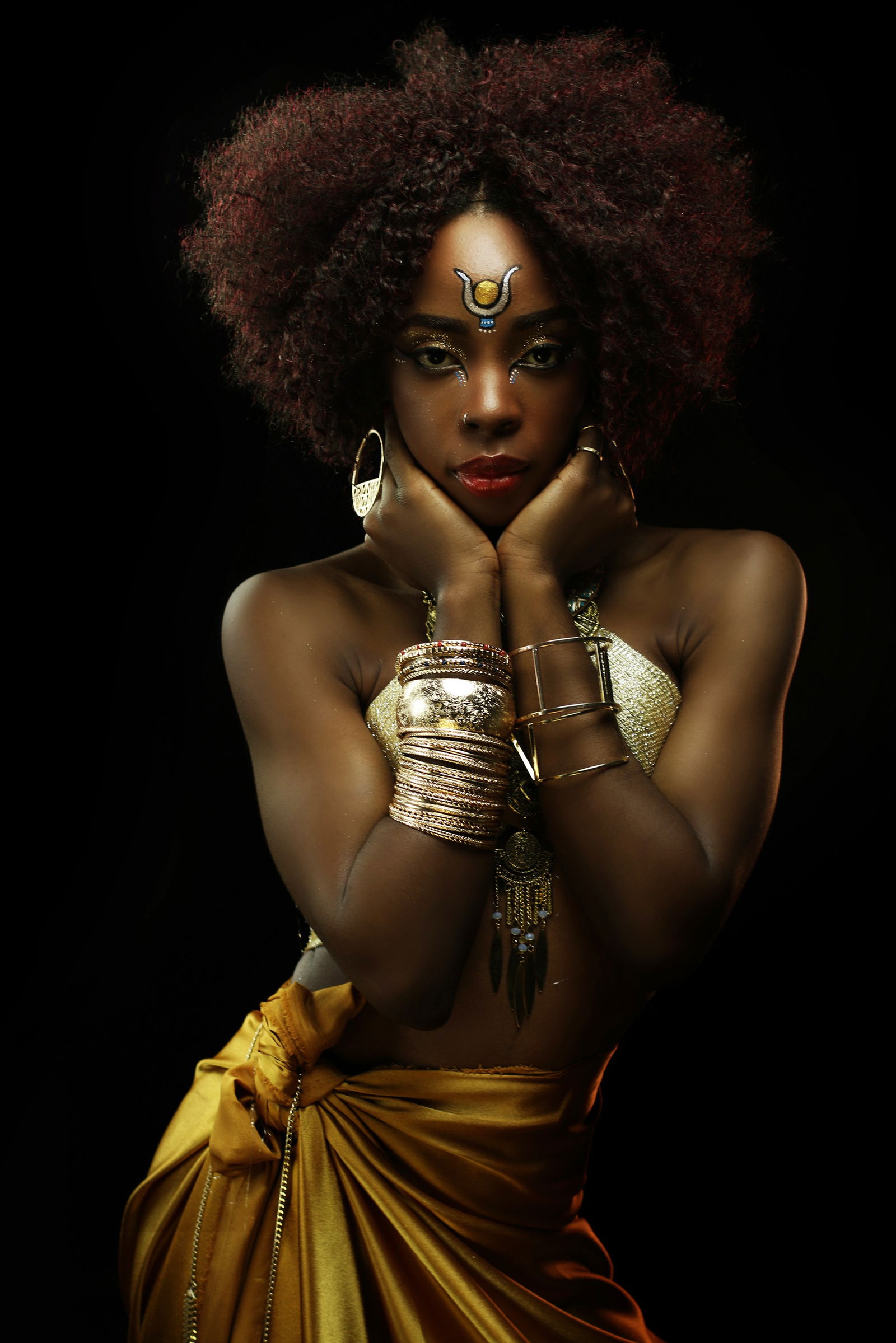 Photo by Schadenfreude with the username @Schadenfreude,  July 12, 2015 at 11:46 PM and the text says 'mahogany-soul:BANTU QUEEN - The RenaissanceModel: Andrea BomoPhotographer: William NsaiBody painting art: KeullionMuse: ISIS, Egyptian goddess of rebirth, of the moon, of magic and Giver of Life. She embodied the model on which future generations of..'