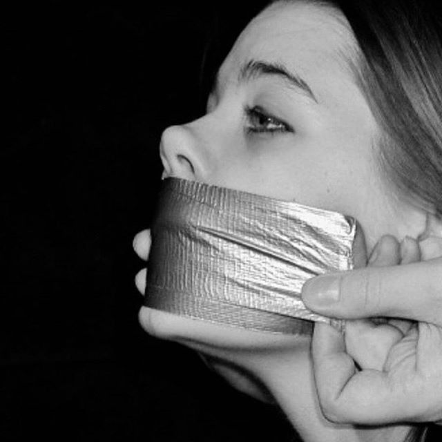 Photo by Schadenfreude with the username @Schadenfreude,  December 9, 2015 at 5:19 PM and the text says 'minetodowith:

Now? will you shut TFU? #female  #duct  #tape  #gag  #portrait  #slave  #nsfw'