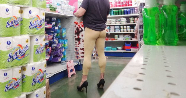 Photo by multicat8 with the username @multicat8, who is a verified user,  August 16, 2022 at 12:49 AM. The post is about the topic Sissy Desires and the text says 'Me grocery shopping... in heels..'