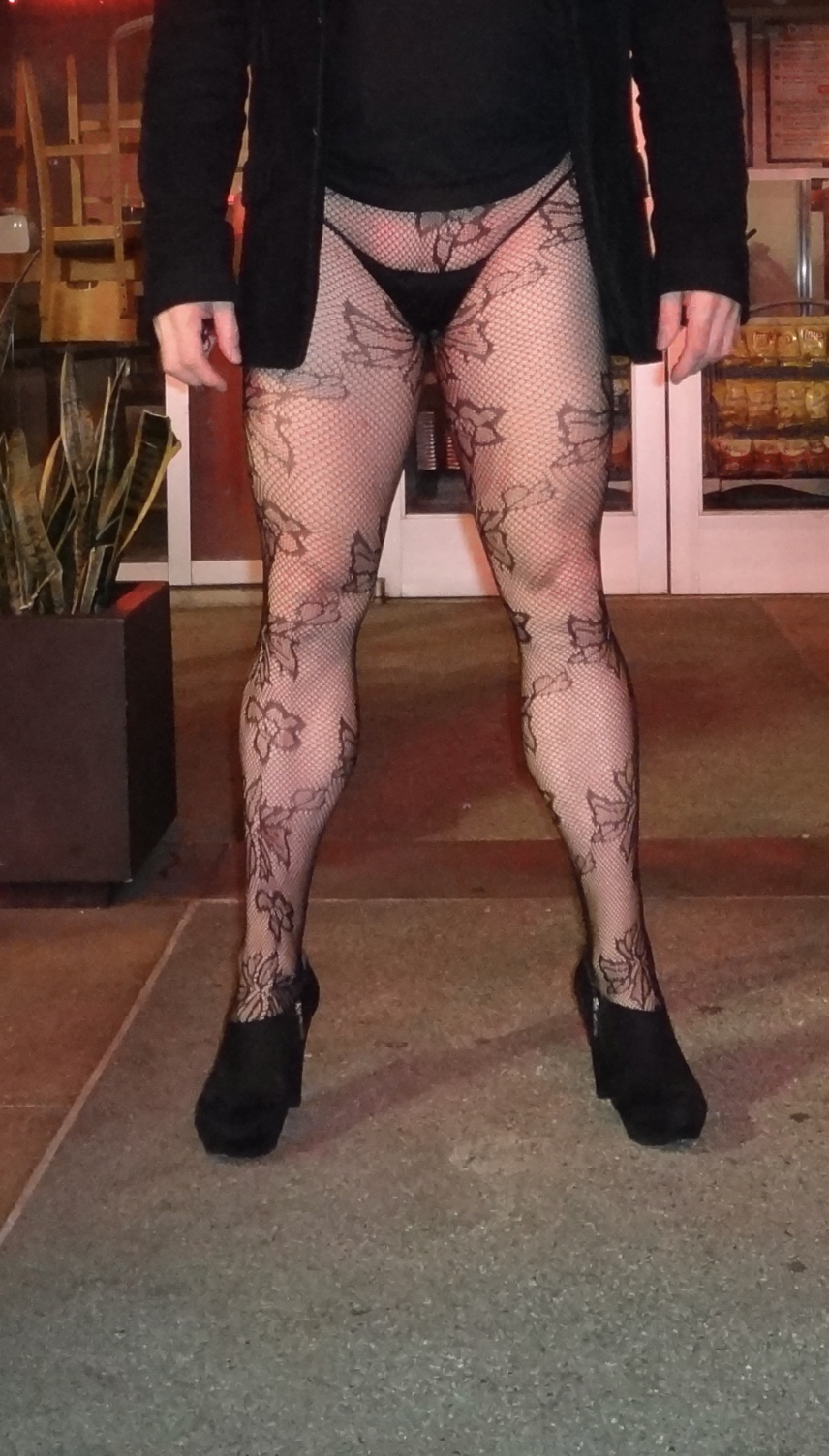 Shared Photo by multicat8 with the username @multicat8, who is a verified user,  February 8, 2019 at 12:38 AM. The post is about the topic Crossdressers and the text says 'What do you think of my patterned fishnets?'