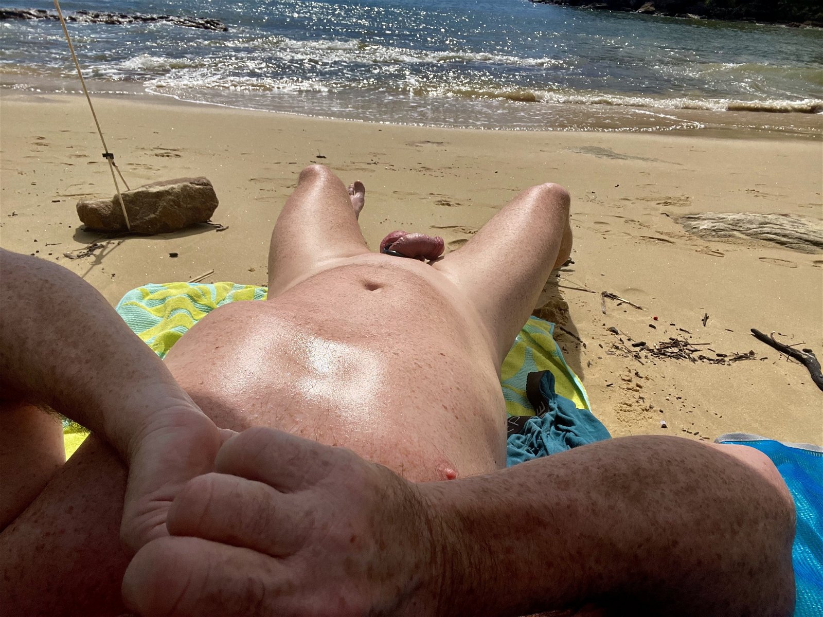 Photo by Nudehiker with the username @Nudehiker, who is a verified user,  April 12, 2024 at 5:25 AM. The post is about the topic Nudist4all and the text says 'Cobblers Beach on a lovely autum day'