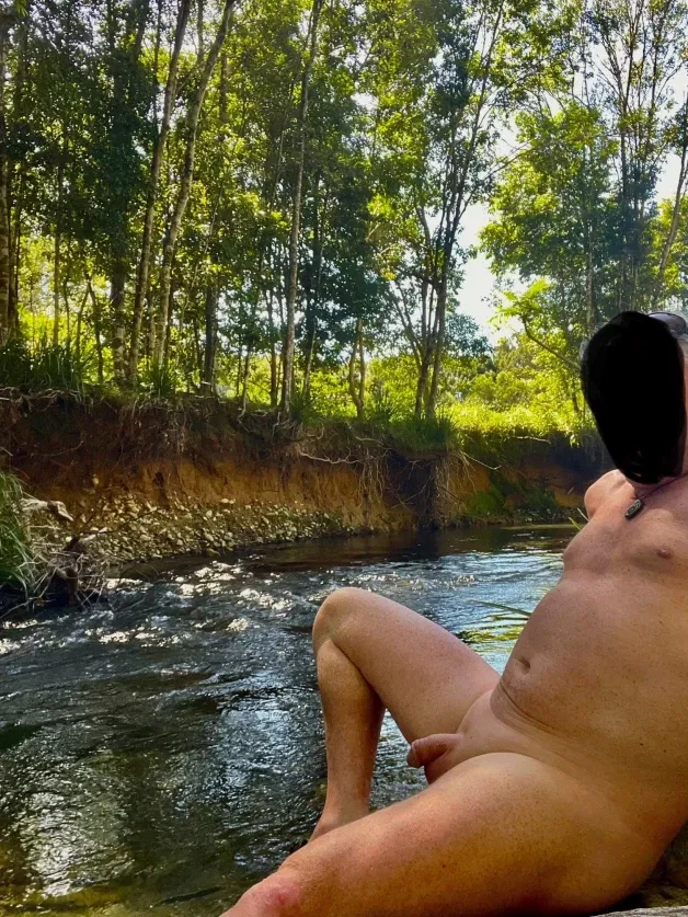 Photo by Nudehiker with the username @Nudehiker,  April 6, 2024 at 10:55 AM. The post is about the topic Nudist Life and the text says 'The Never Never River, Bellingen NSW Australia'