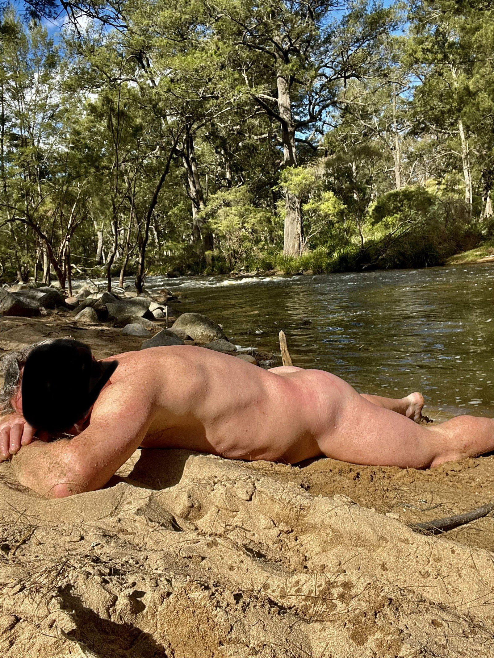 Photo by Nudehiker with the username @Nudehiker, who is a verified user,  November 30, 2022 at 10:37 AM. The post is about the topic Nudist Life and the text says 'Day one wild swim Cox's River NSW Australia'