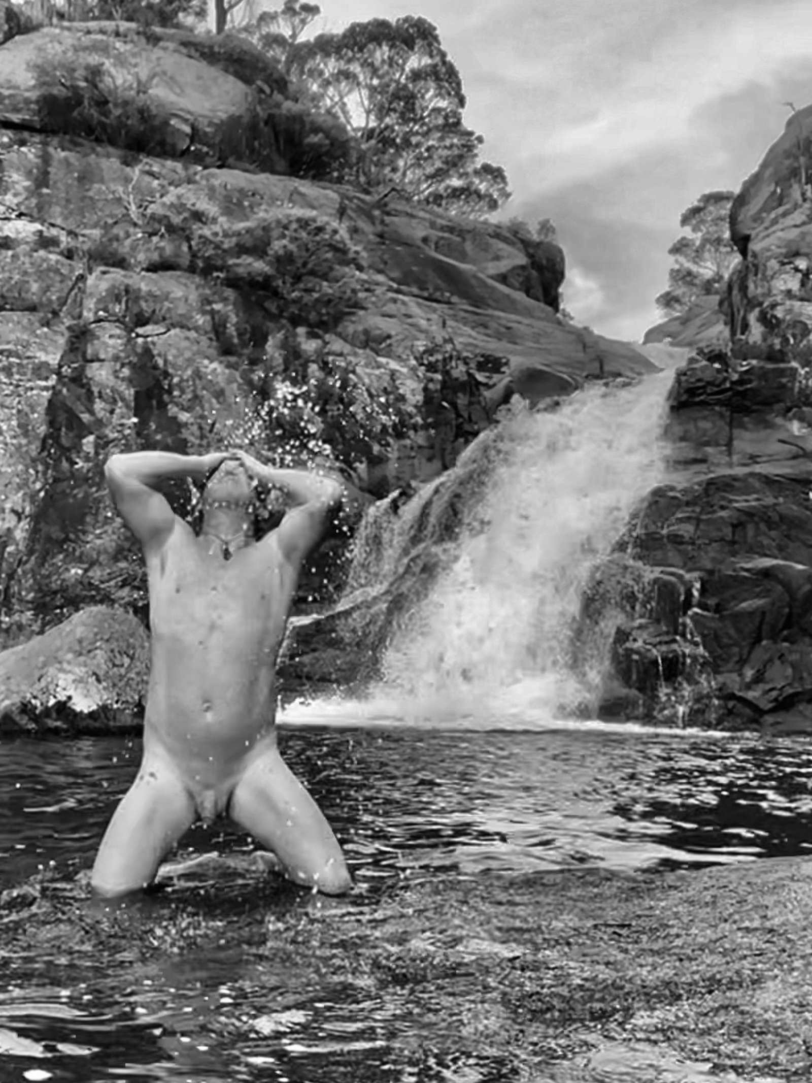 Photo by Nudehiker with the username @Nudehiker, who is a verified user,  December 1, 2022 at 8:30 AM. The post is about the topic Nudist Life and the text says 'Day Two Wild Swim.

Morong Falls, Kanangra Boyd NP, NSW Australia. 

A mtn bike ride to an amazing set of falls'