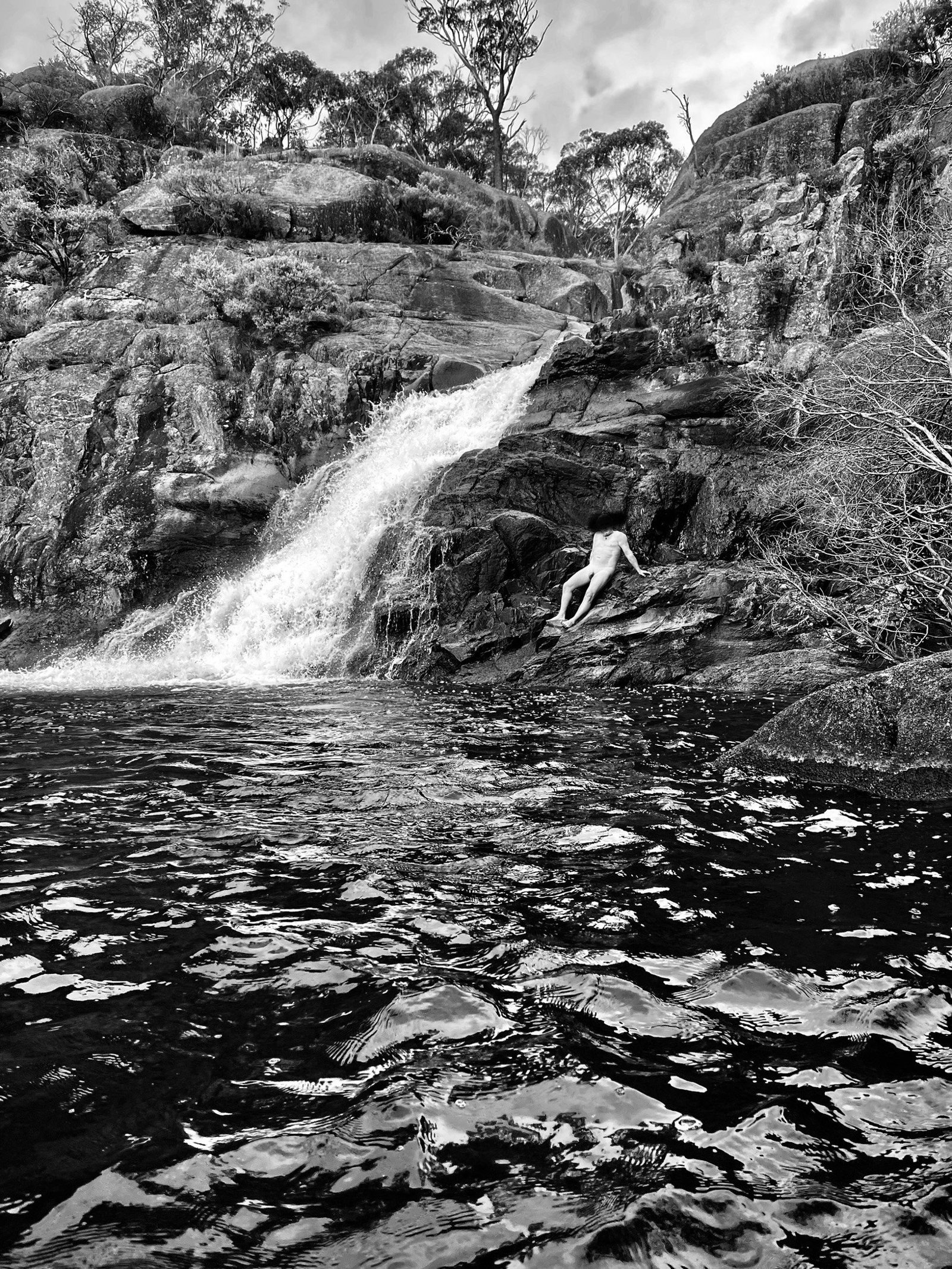 Photo by Nudehiker with the username @Nudehiker, who is a verified user,  December 1, 2022 at 8:30 AM. The post is about the topic Nudist Life and the text says 'Day Two Wild Swim.

Morong Falls, Kanangra Boyd NP, NSW Australia. 

A mtn bike ride to an amazing set of falls'