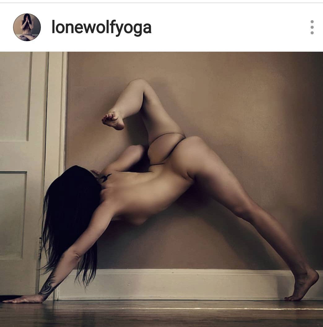 Photo by ArtOfNakedYoga with the username @ArtOfNakedYoga, who is a verified user,  December 24, 2018 at 11:34 PM. The post is about the topic YogaNude and the text says 'Love this girl find her on Instagram #nakedyoga #nudeyoga'