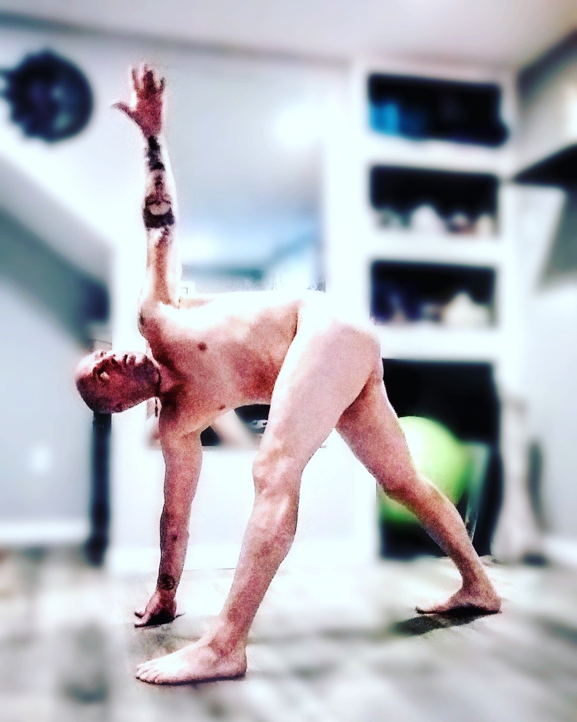 Shared Photo by ArtOfNakedYoga with the username @ArtOfNakedYoga, who is a verified user,  September 8, 2019 at 12:38 PM. The post is about the topic Nudists and Naturists and the text says 'anyone else like to pratice yoga naked?'