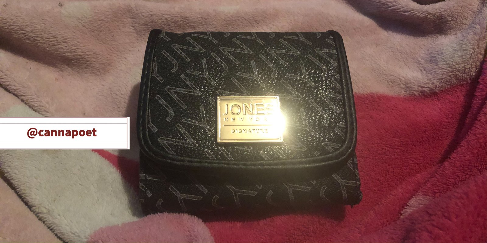 Photo by Luna Frost with the username @cannapoet, who is a star user,  December 4, 2019 at 3:24 AM and the text says 'Forgot to post this Awhile ago. Love my New Wallet from the Jones New York Signature Collection'