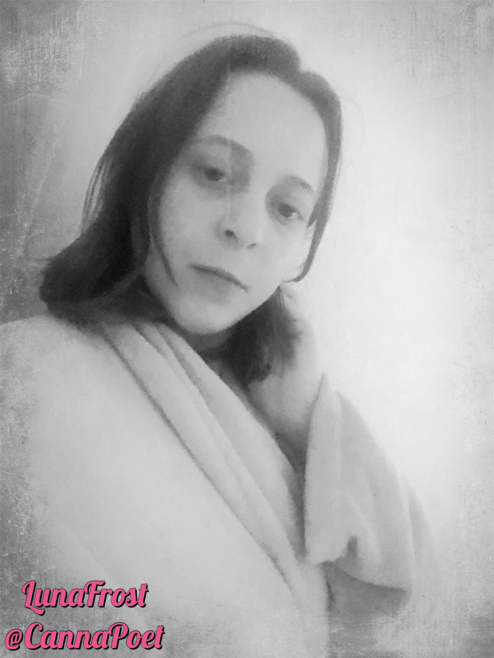 Photo by Luna Frost with the username @cannapoet, who is a star user,  March 24, 2020 at 5:44 PM and the text says 'Quick Snap in my Comfy Spa Robe. Cleaning to do today'