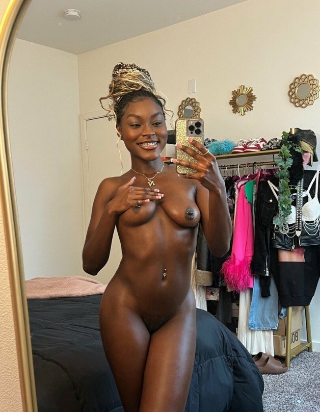 Photo by MajorVoyeur with the username @MajorVoyeur,  April 30, 2024 at 7:32 PM. The post is about the topic Mirror Selfies and the text says '😍 #NudeSelfie 📸
😍👅 #TittyTuesday 🍒🔥'
