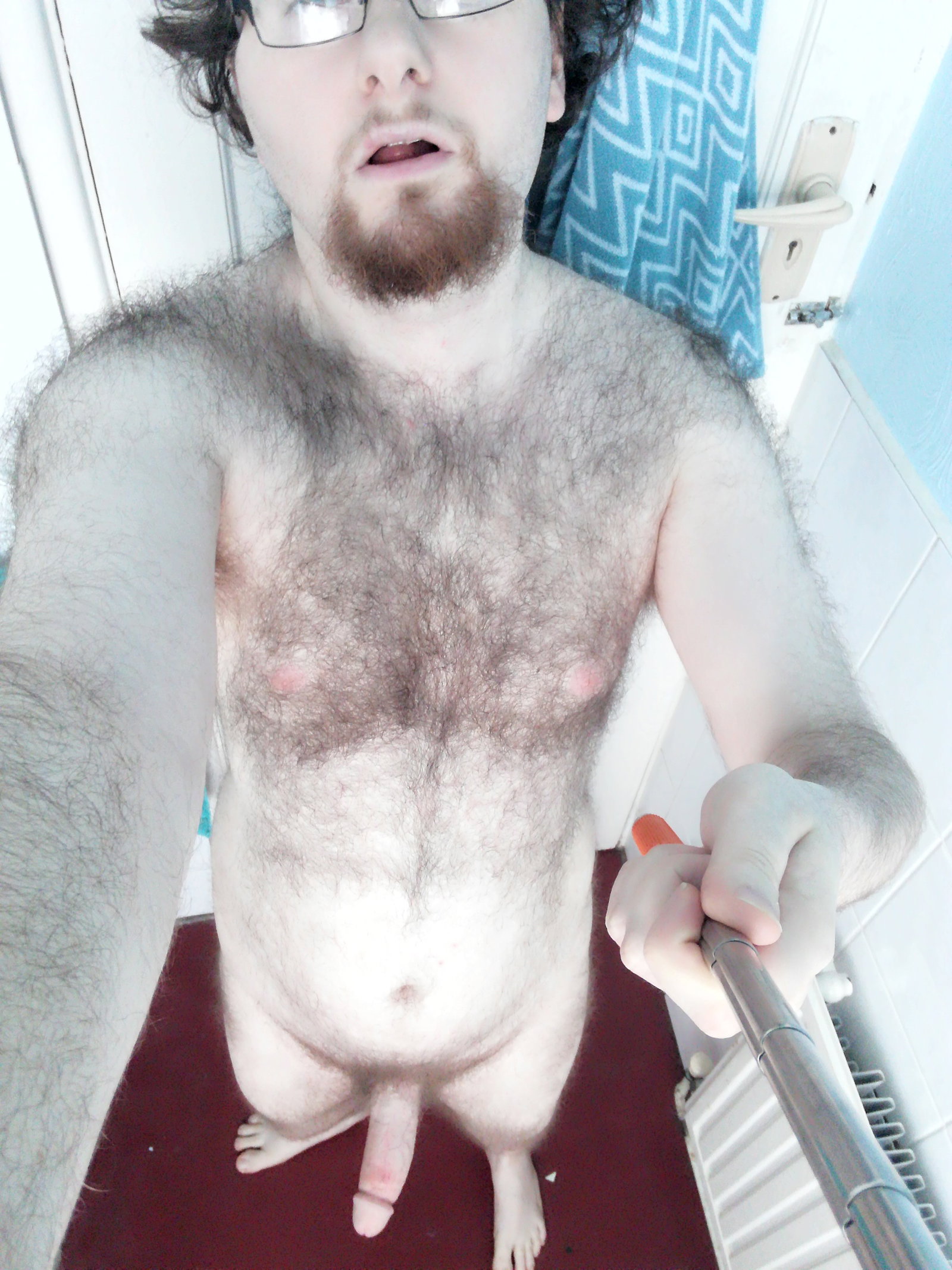 Photo by CatBoi with the username @CatBoi, who is a verified user,  January 5, 2019 at 3:57 PM and the text says '#naked #nude #amateur #hairy #selfie #bathroom #me'