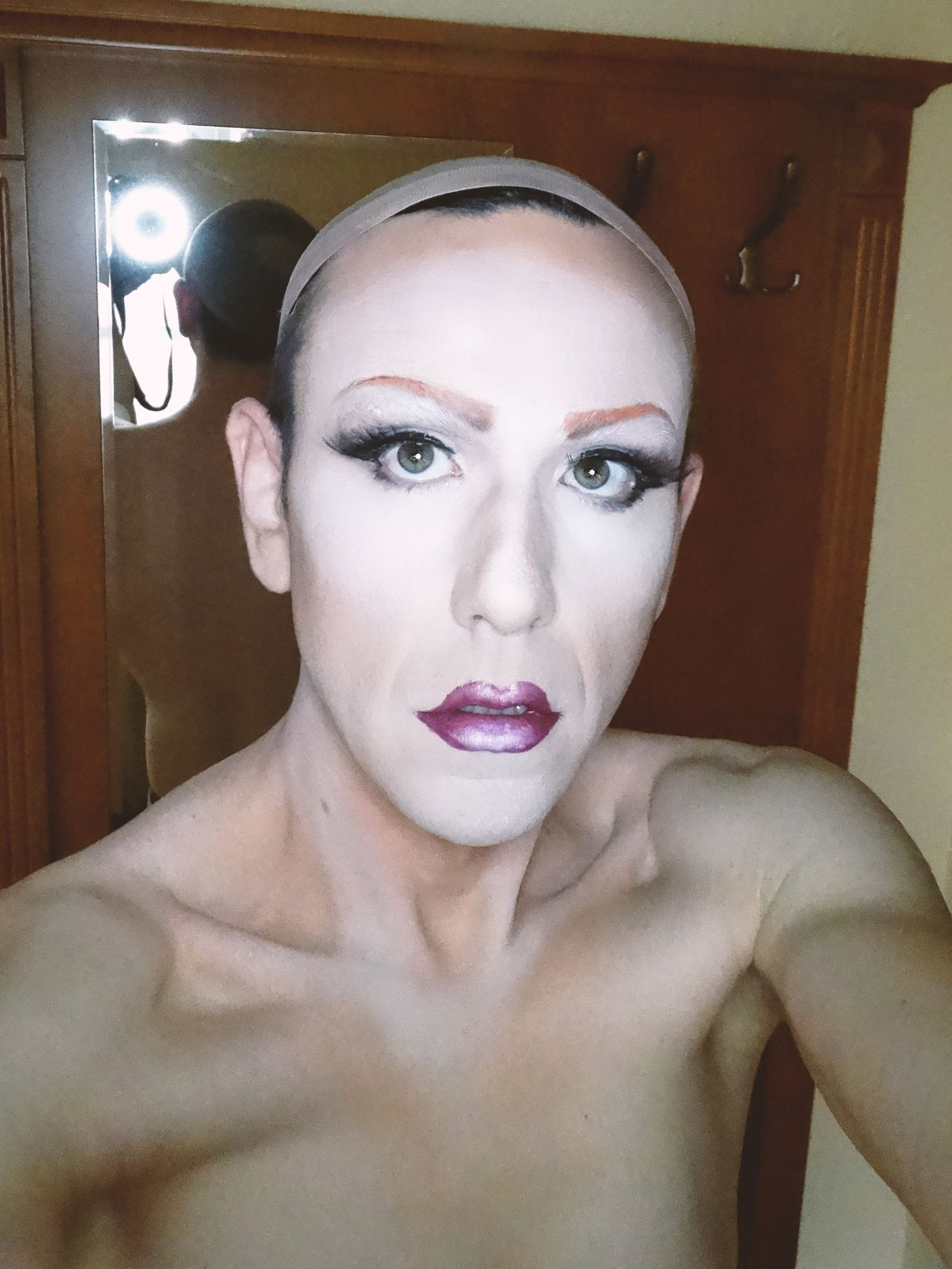 Album by Madeleinelabelle with the username @Madeleinelabelle, who is a verified user,  December 17, 2018 at 8:32 AM. The post is about the topic transgender and the text says '#preparations
#me # trans # tranny # transvestite # femboi # makeup # lipstick #selfie'