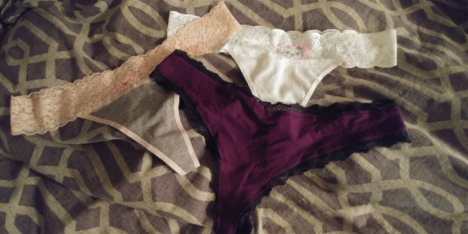 Photo by Redd.Phoenixx with the username @ReddPhoenixx, who is a verified user,  December 10, 2018 at 2:33 PM and the text says 'Take a look at all the sexy panties i have laying around just waiting to be bought so I can make nice and wet and creamy....... Xx'