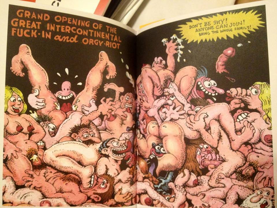 Photo by urodisco with the username @urodisco,  November 24, 2015 at 12:30 AM and the text says 'UroDisco, The Shape of Porn to Come: often about the revival and escalation of the Porn That Was (here: Robert Crumb) - drawing and orgy, escalated by more body and preference diversity, and of course by pee. #robert  #crumb  #orgy  #sixties  #shape  #of ..'