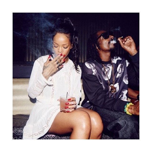 Photo by urodisco with the username @urodisco,  April 24, 2015 at 11:01 PM and the text says 'UroDisco: smokin’ dope and drinking pee cocktails all night #rihanna  #snoop  #dogg  #smoke  #smokin  #dope  #weed  #every  #day  #drink'